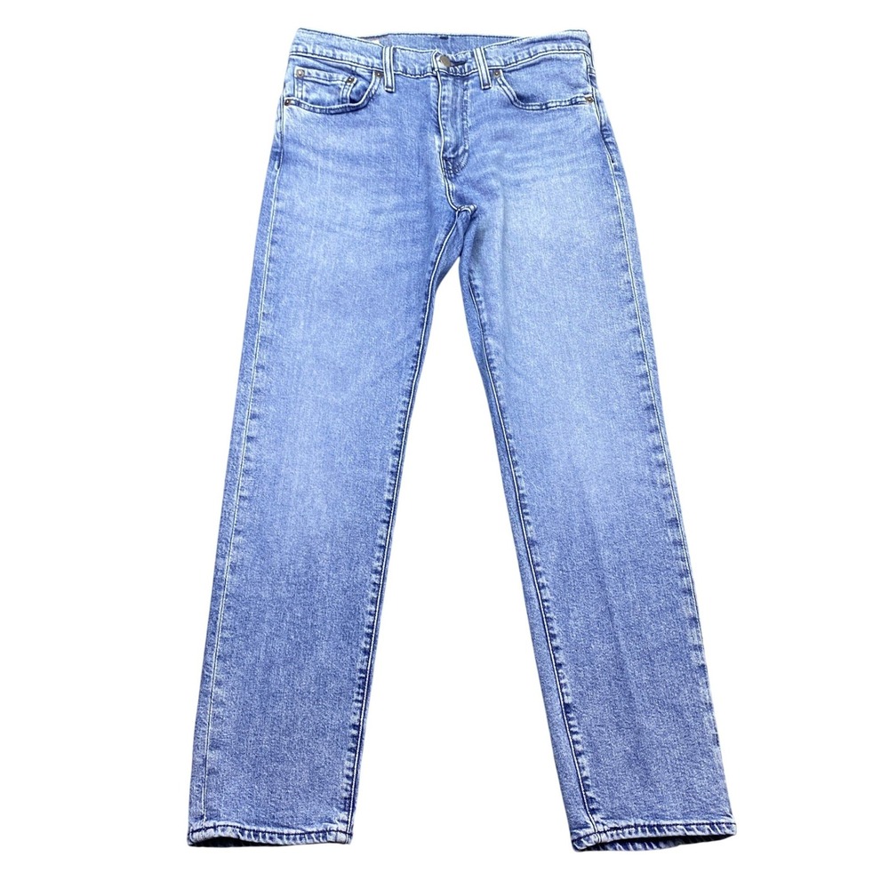 Levis Premium 502 Regular Taper Jeans Mens Sz 30 Blue Medium Wash Grunge Big E